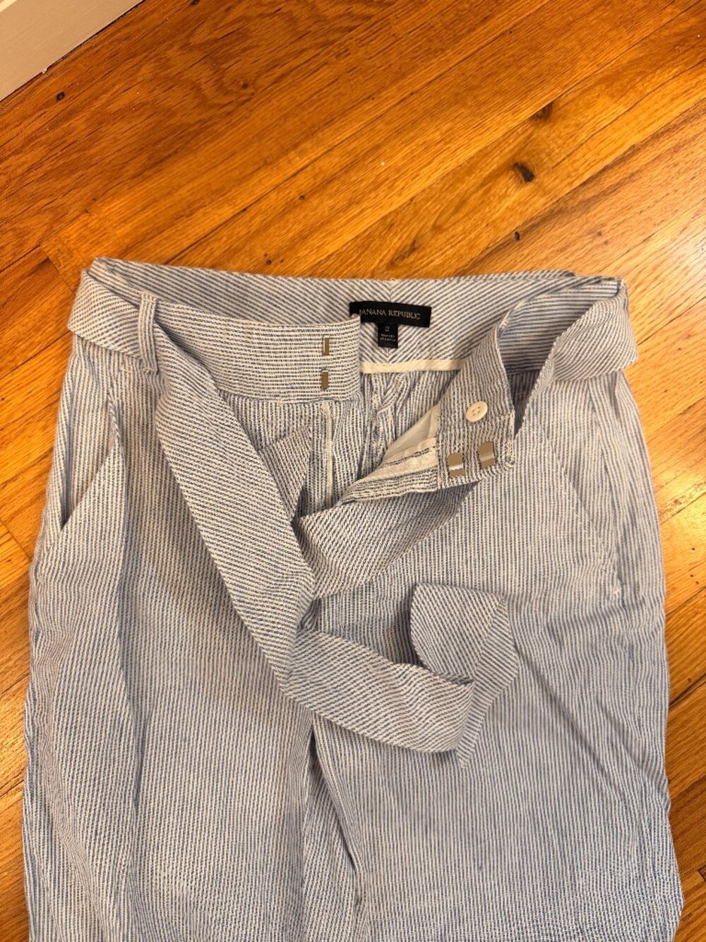 Striped Linen Pants with Belt